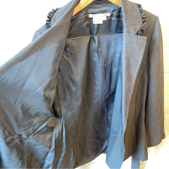 NWT‎ Maggy London Belted Snap Button Blazer/Jacket Fray Collar Gray Size: 12 - Picture 8 of 9